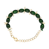 Elegantly Green Pearl Beaded Adjustable Lumba Bracelet