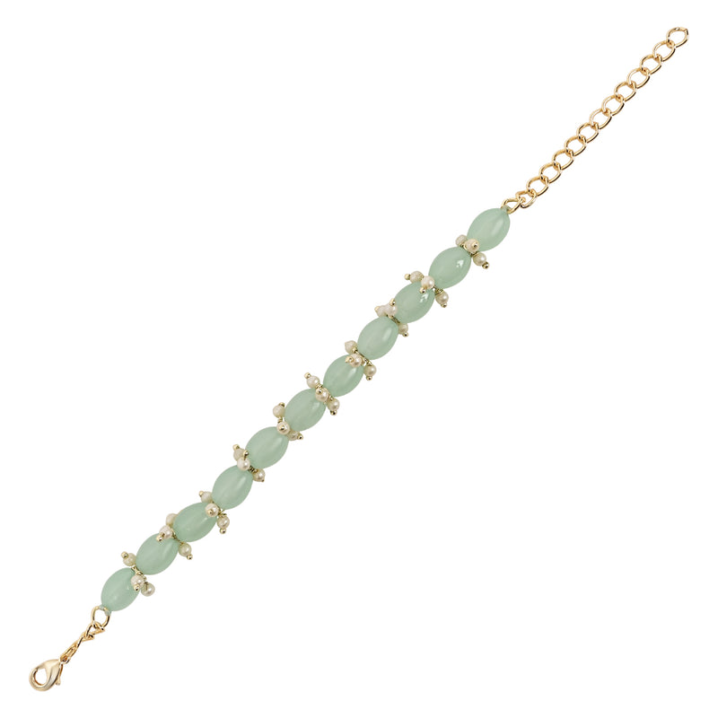 Elegantly Mint Pearl Beaded Adjustable Lumba Bracelet