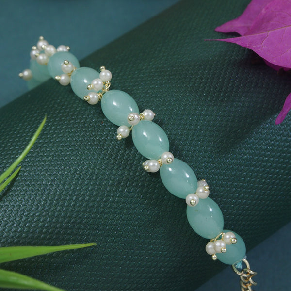 Elegantly Mint Pearl Beaded Adjustable Lumba Bracelet