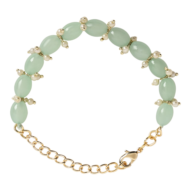 Elegantly Mint Pearl Beaded Adjustable Lumba Bracelet