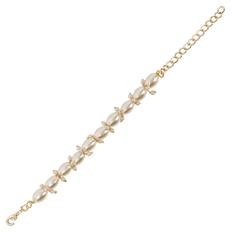 Elegantly White Pearl Beaded Adjustable Lumba Bracelet