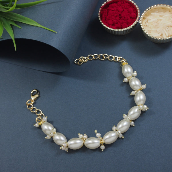 Elegantly White Pearl Beaded Adjustable Lumba Bracelet