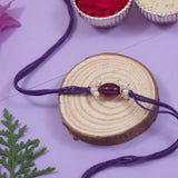 Delicate Pearl Beads Wine Rakhi with Roli Chawal & Rakshabandhan Card