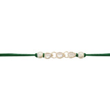 Delicate Pearl Beads  Green Rakhi with Roli Chawal & Rakshabandhan Card