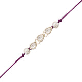 Elegant Bhaiya Bhabhi White Wrap Around Lumba Pearl Rakhi With Roli Chawal &Card