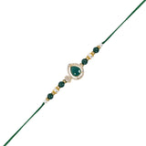 Elegant Bhaiya Bhabhi Pearl Lumba Mangalsutra Bracelet & Rakhi With Roli Chawal & Card