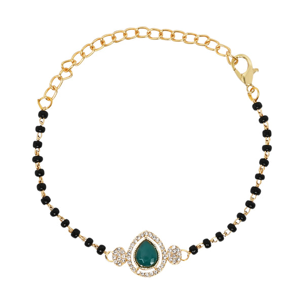 Intricately Crafted Green Drop-Shaped Mangalsutra Bracelet