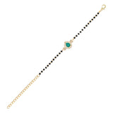 Elegant Bhaiya Bhabhi Turquoise Pearl Lumba Mangalsutra Bracelet Rakhi With Roli Chawal & Card