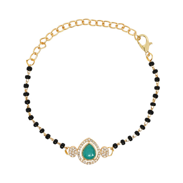 Intricately Crafted Turquoise Drop-Shaped Mangalsutra Bracelet