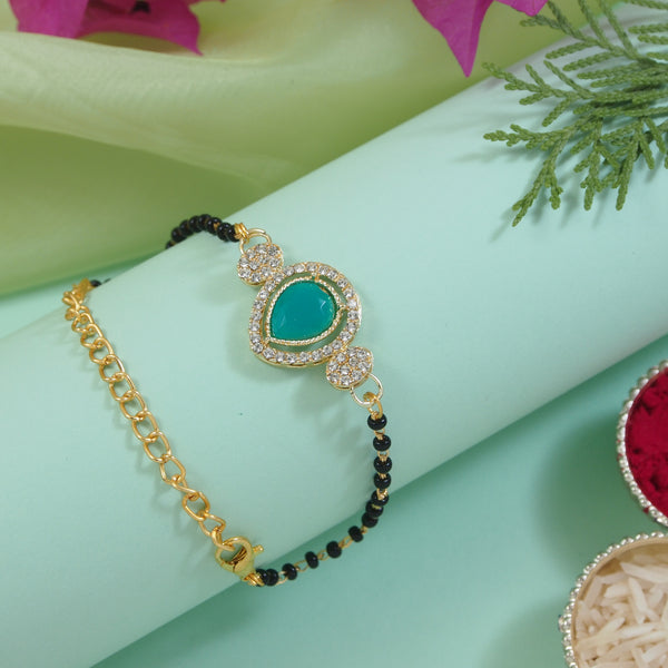 Intricately Crafted Turquoise Drop-Shaped Mangalsutra Bracelet