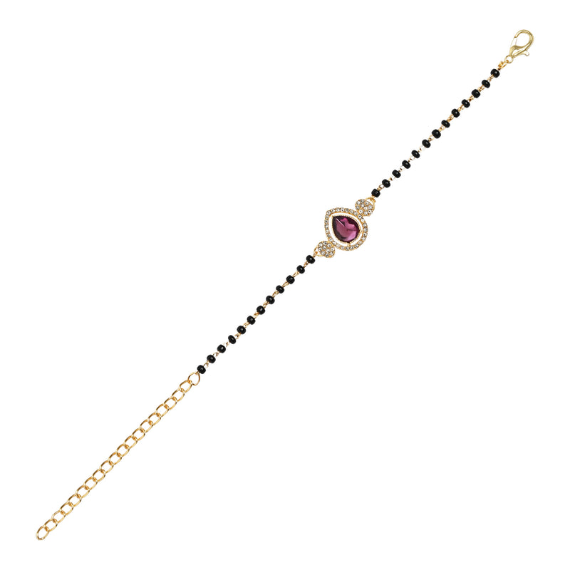 Intricately Crafted Wine Drop-Shaped Mangalsutra Bracelet