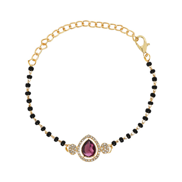 Intricately Crafted Wine Drop-Shaped Mangalsutra Lumba Bracelet