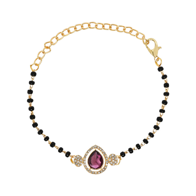 Intricately Crafted Wine Drop-Shaped Mangalsutra Bracelet