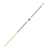 Elegant Bhaiya Bhabhi Pearl Lumba Mangalsutra Bracelet & Rakhi With Roli Chawal & Card