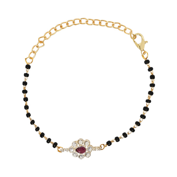 Intricately Crafted White Drop-Shaped Mangalsutra Lumba Bracelet