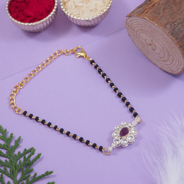 Intricately Crafted White Drop-Shaped Mangalsutra Bracelet