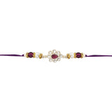 Delicate Pearl Beads Wine Rakhi with Roli Chawal & Rakshabandhan Card