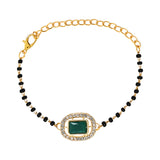 Intricately Crafted Green Square-Shaped Mangalsutra Lumba Bracelet