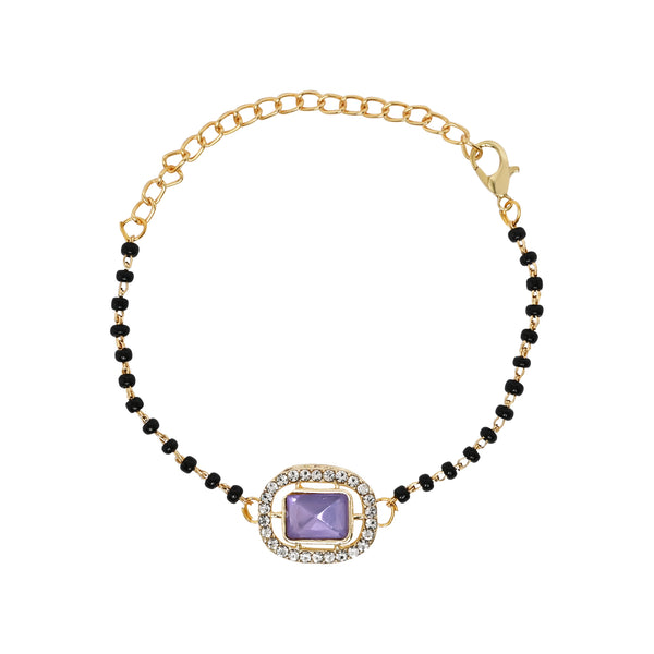 Intricately Crafted Purple Square-Shaped Mangalsutra Lumba Bracelet