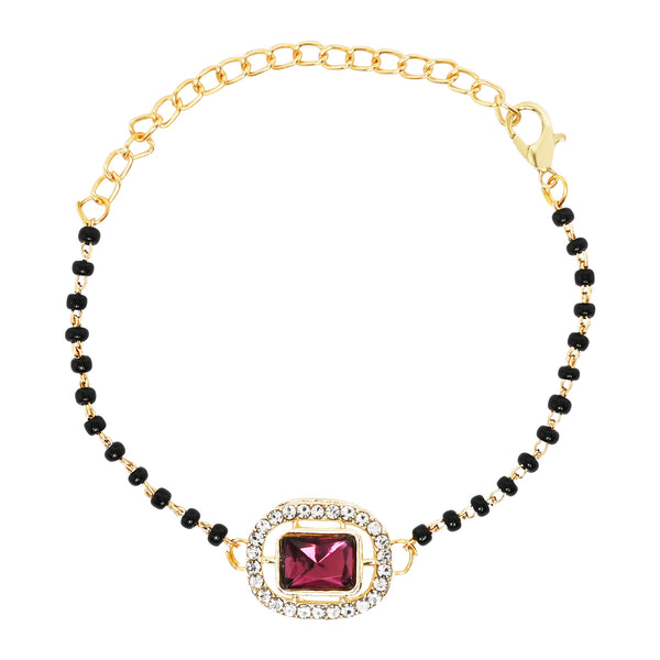 Intricately Crafted Wine Square-Shaped Mangalsutra Bracelet