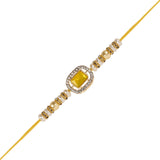 Elegant Bhaiya Bhabhi Pearl Lumba Mangalsutra Bracelet & Rakhi With Roli Chawal & Card