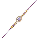 Designer Bhaiya Bhabhi Purple Lumba Bracelet & Rakhi With Roli Chawal & Card