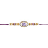 Delicate Pearl Beads Purple Rakhi with Roli Chawal & Rakshabandhan Card