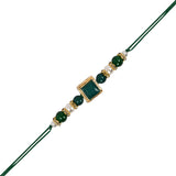 Green Pearl & Kundan Rakhi & Watch Charm Lumba (Watch Accesories) Combo With Roli Chawal & Rakshabandhan Card