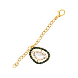 Green Pearl & Kundan Rakhi & Watch Charm Lumba (Watch Accesories) Combo With Roli Chawal & Rakshabandhan Card