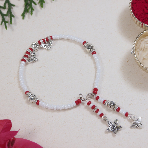 Elegantly Crafted Red Pearl Adjustable Lumba Bracelet