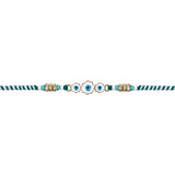 Delicate Turquoise Enamel Evil Eye Rakhi with Roli Chawal & Rakshabandhan Card