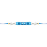 DELICATE PEARL BEADS TURQUOISE RAKHI WITH ROLI CHAWAL & RAKSHABANDHAN CARD