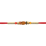 DELICATE PEARL BEADED RAKHI WITH ROLI CHAWAL & RAKSHABANDHAN CARD