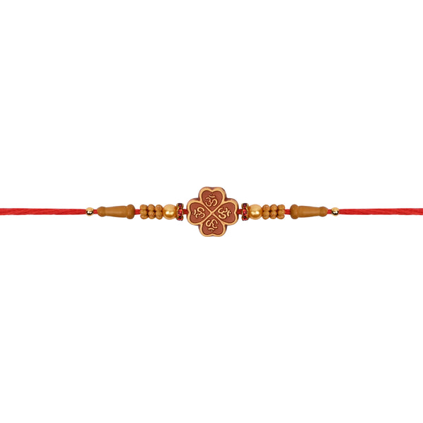 DELICATE PEARL BEADED RAKHI WITH ROLI CHAWAL & RAKSHABANDHAN CARD