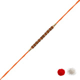 DELICATE PEARL BEADED RAKHI WITH ROLI CHAWAL & RAKSHABANDHAN CARD