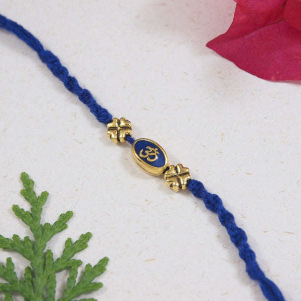 Om Blue Enamel Rakhi