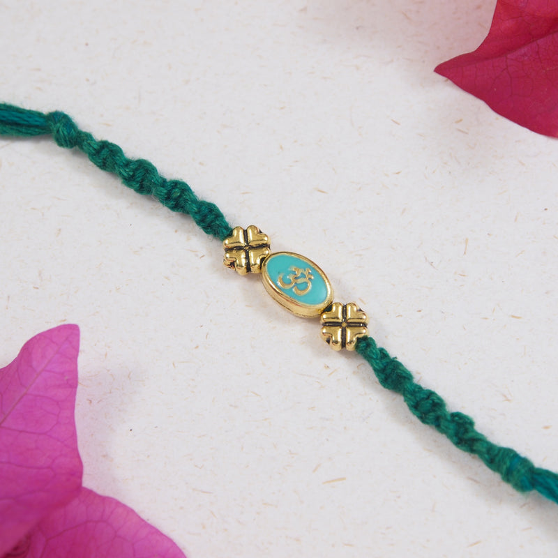 Om Green Enamel Rakhi