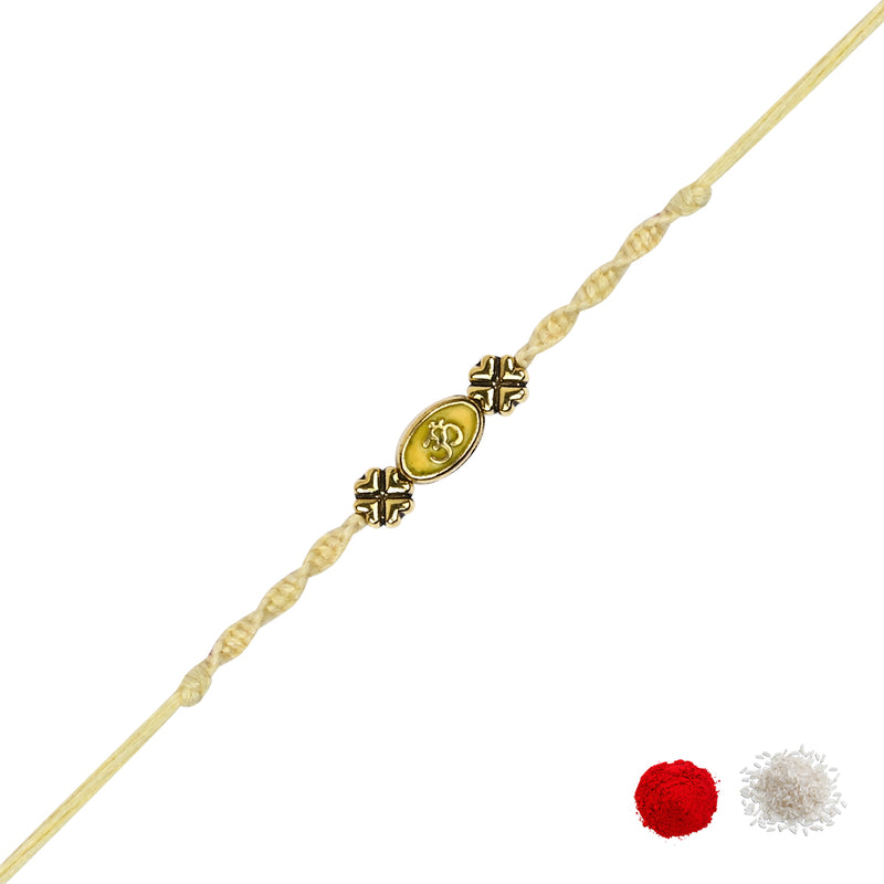 Om Yellow Enamel Rakhi