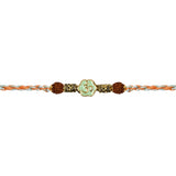 Om Mint Enamel Pearl Beaded Rakhi