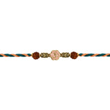 Om Peach Enamel Pearl Beaded Rakhi