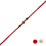 Om Red Enamel Pearl Beaded Rakhi