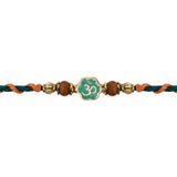 Om Mint Enamel Pearl Beaded Rakhi