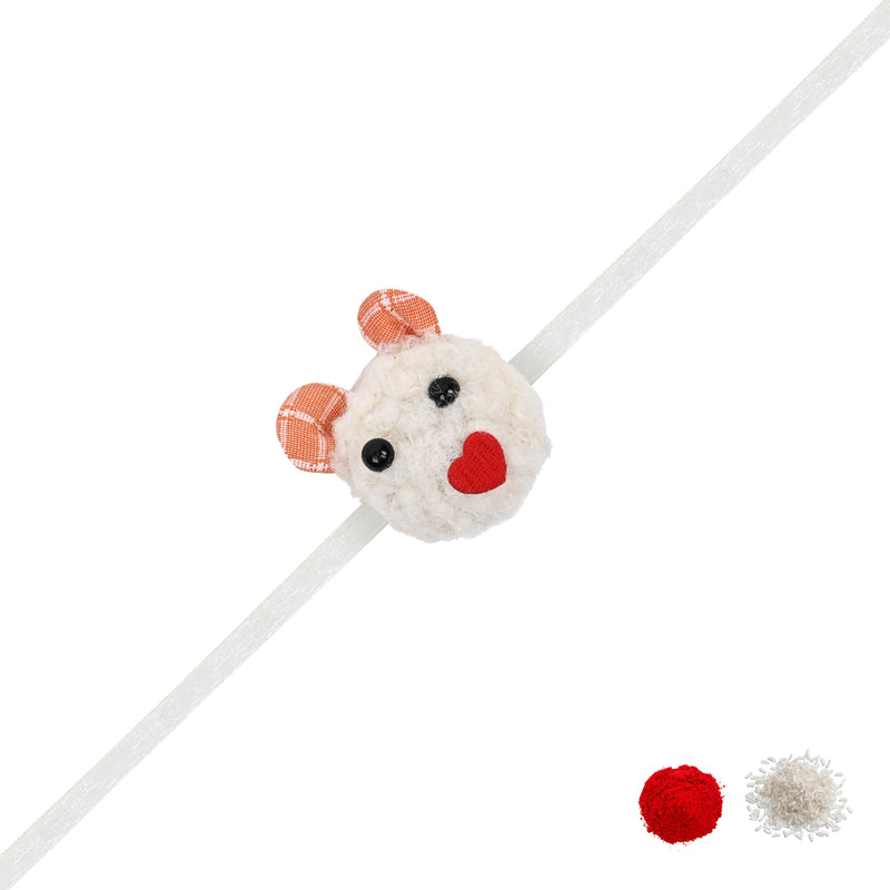 Cute White Teddy LED Light Rakhi