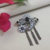 Aarush Oxidised Grey Brooch