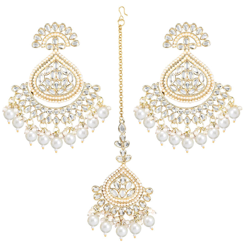 Reyhana White Maangtikka Earring Set