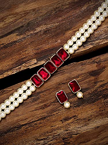 Mili MAroon Choker Set