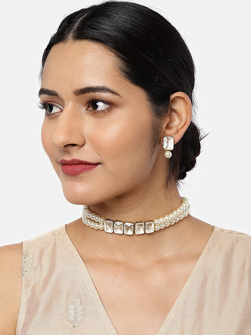 kundan , pearls , choker set 