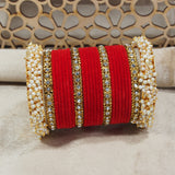 Velvet Chuda Bangle Set With Pearl , stone beaded Kada 