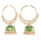 drop earring , meenakari , pearls  earring