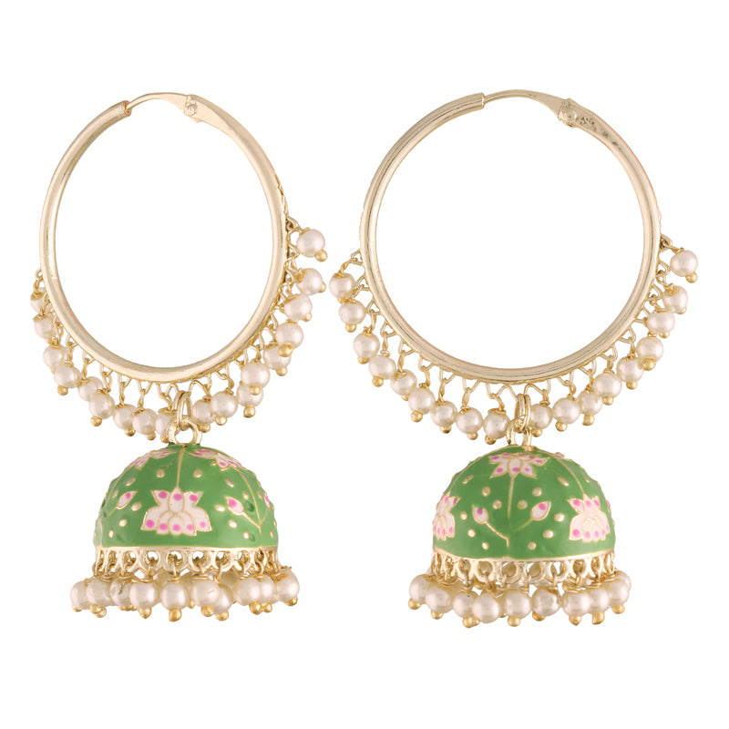 drop earring , meenakari , pearls  earring